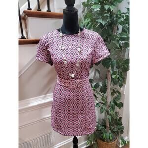 Cider Women's Multicolor Polyester Round Neck Short Sleeve Knee Length Dress M